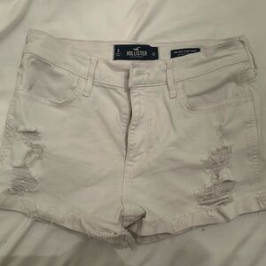White Hollister High Rise Jean Shorts